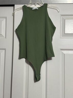 ReoRia Olive Green Mock Neck Bodysuit